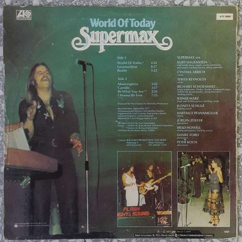 SUPERMAX - THE WORLD OF TODAY Vinyl, LP, Album, Stereo Country: Rhodesia Released: 1977