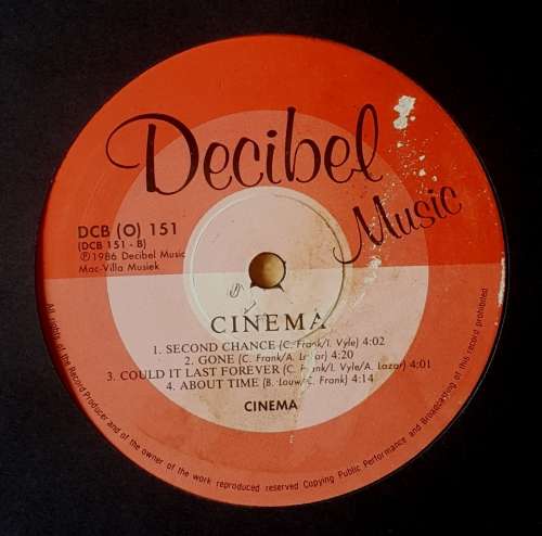CINEMA - CINEMA  Vinyl, LP, Album Country: South Africa Released: 1986