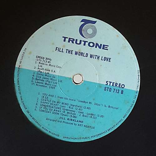 JILL KIRKLAND - FILL THE WORLD WITH LOVE Vinyl, LP, Album Country: South Africa Released: 1969