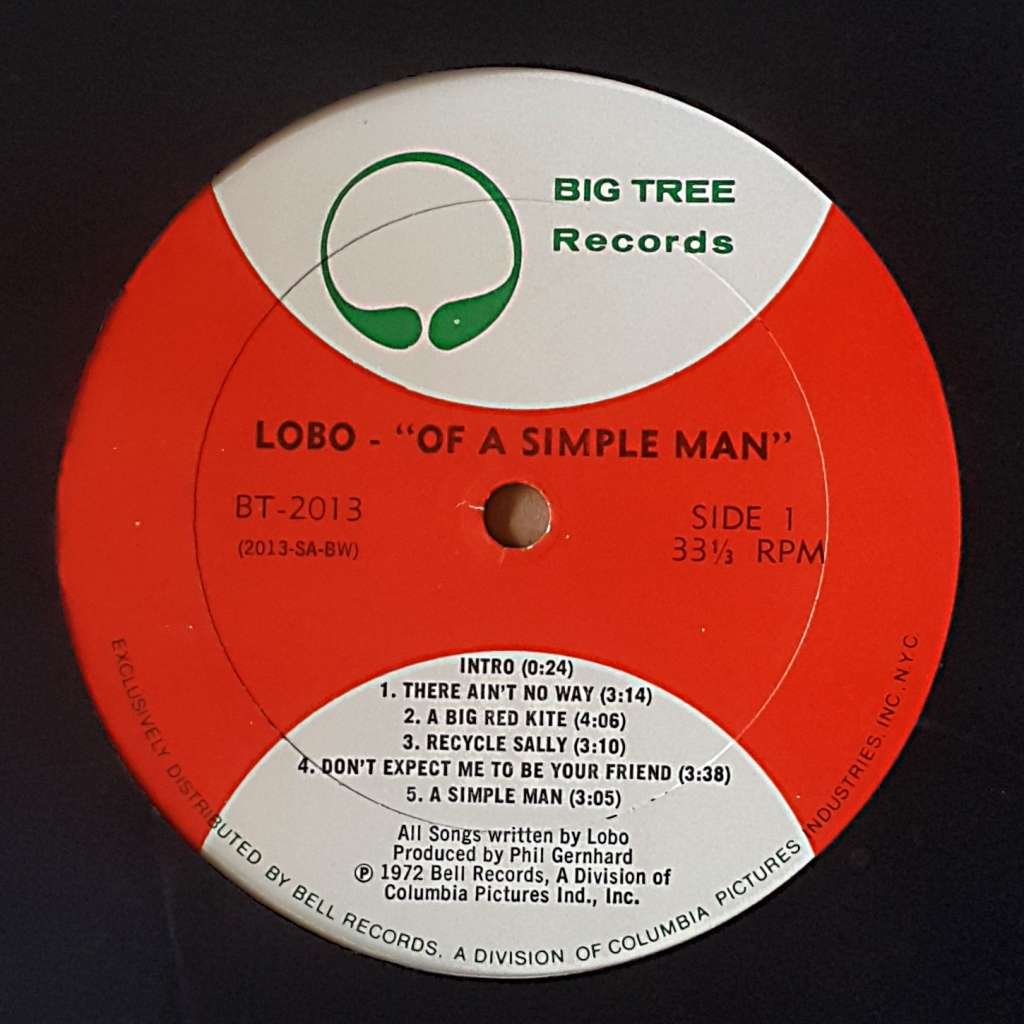LOBO - `OF A SIMPLE MAN` Vinyl, LP, Album, Bestway Pressing Country: US Released: 1972