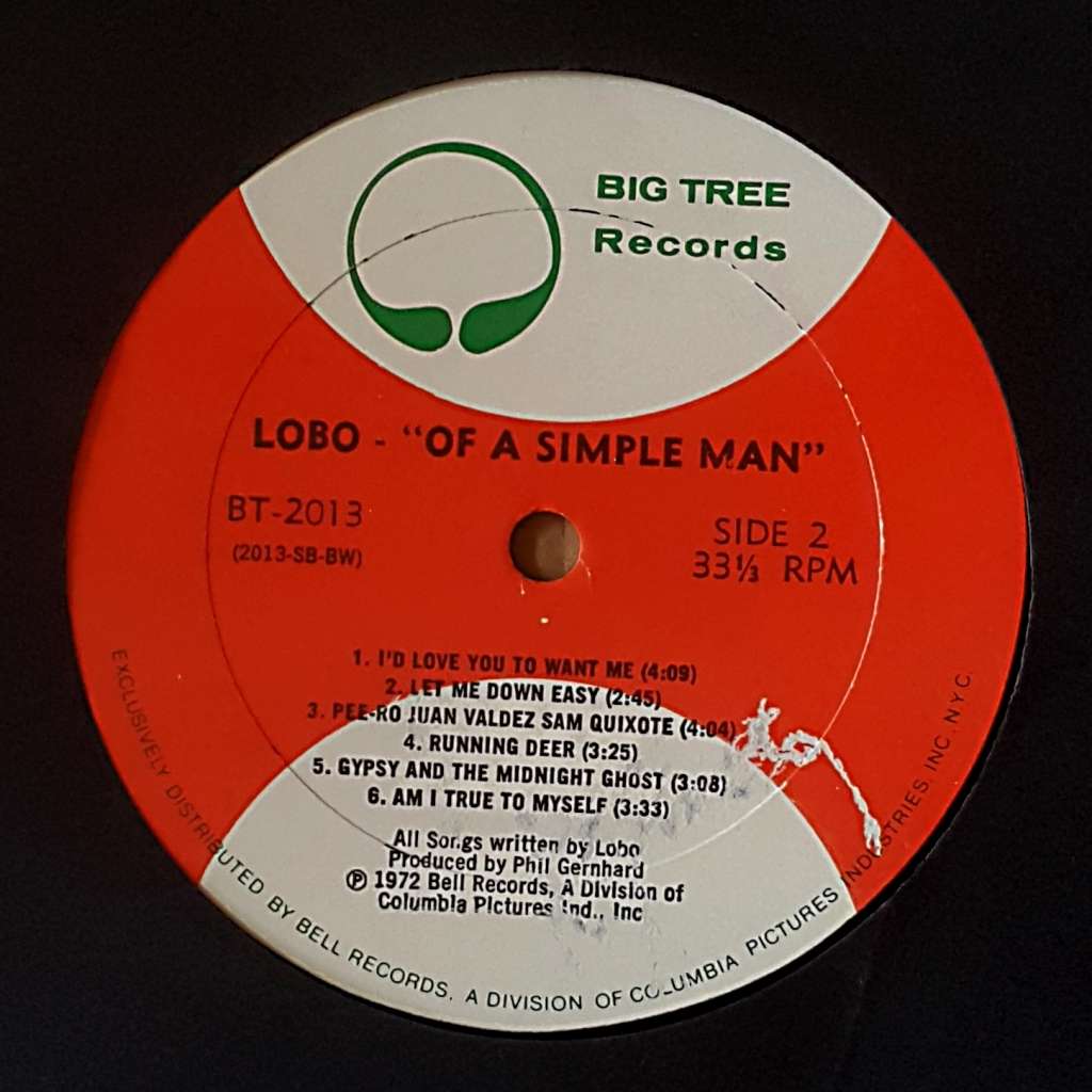 LOBO - `OF A SIMPLE MAN` Vinyl, LP, Album, Bestway Pressing Country: US Released: 1972