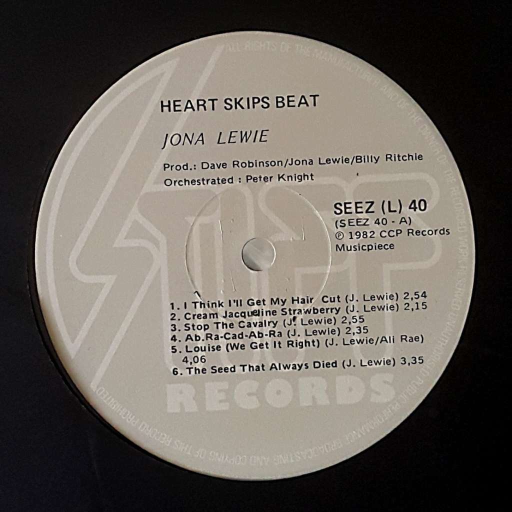 JONA LEWIE - HEART SKIPS BEAT Vinyl, LP, Album Country: South Africa Released: 1982