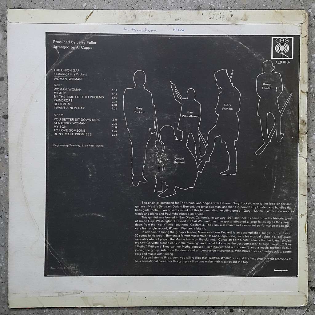 THE UNION GAP (feat. Gary Puckett) - WOMAN, WOMAN Vinyl, LP, Album, Stereo Country: SA 1968