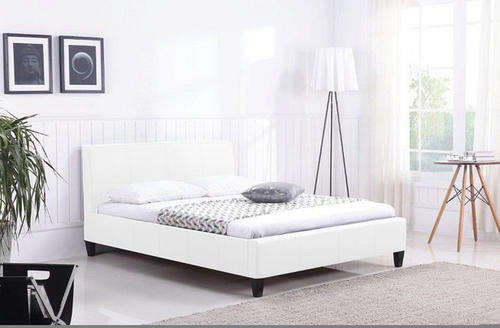 Faux Leather Slatted Bed Base -White