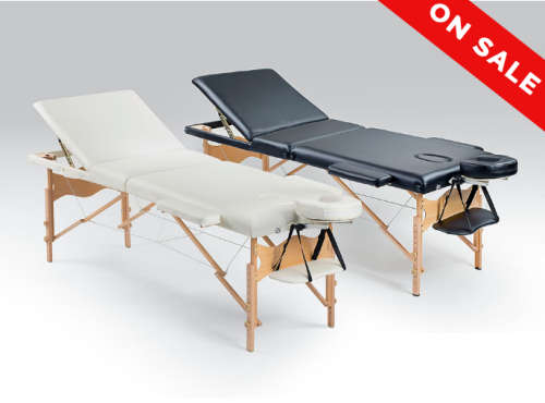 3 Section Massage Table (Beige/Black)