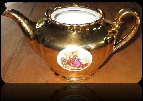 TEA POT * GOLD & OLD * NO LID *  See Sweetleaf 4 more bargains
