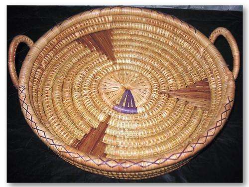 X-TRA LARGE HAND WOVEN BASKET TRAY WITH HANDLES * 410mm x 130mm *  see what I see