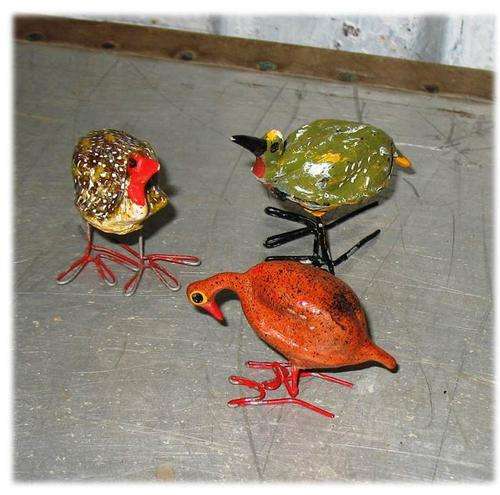 3 AFRICAN HAND MADE BIRDS * +- 50X50mm * see SWEETLEAF 4 more