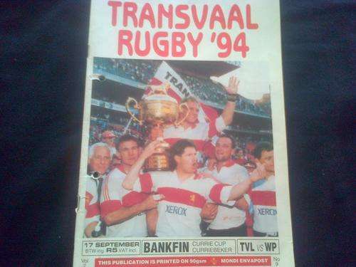 OFFICIAL MATCH PROGRAM :TVL VS WP CURRIE CUP 17/9/94 ELLISPARK