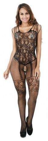 Erotic and Sexy Bodysuit Open Crotch Lingerie (S-L) Black (Local Stock)