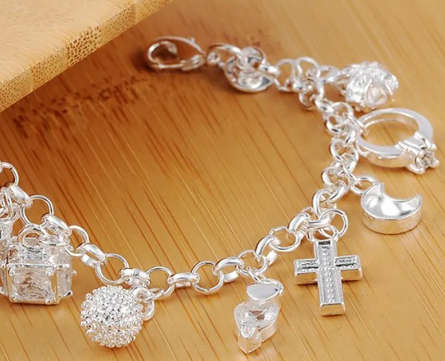 Amazing Quality 925 Sterling Silver filled Charm Bracelet