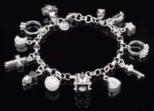 Amazing Quality 925 Sterling Silver filled Charm Bracelet