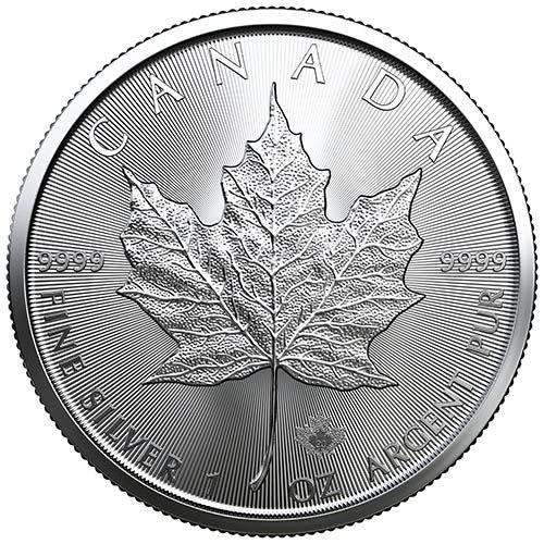 1 oz Canadian Silver Maple - Brilliant Uncirculated - Random Year with coin capsule