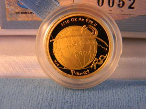 **ABSOLUTELY RARE!!**PROTEA SERIES-2002 WORLD SUMMIT-1/10TH GOLD-LOW CERT NO 52!!!**