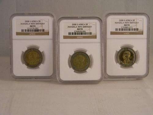 **RARE Grade-Mandela 2008 B-Day Coins**-**NGC Graded AU 55's** in **