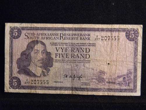 FAIR CONDITION-FIVE RAND-TYPE 4 & 5-TW DE JONGH-1975/1976-THIRD ISSUE