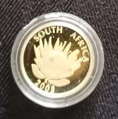 2003 PROTEA 1/10 GOLD CRICKET COIN