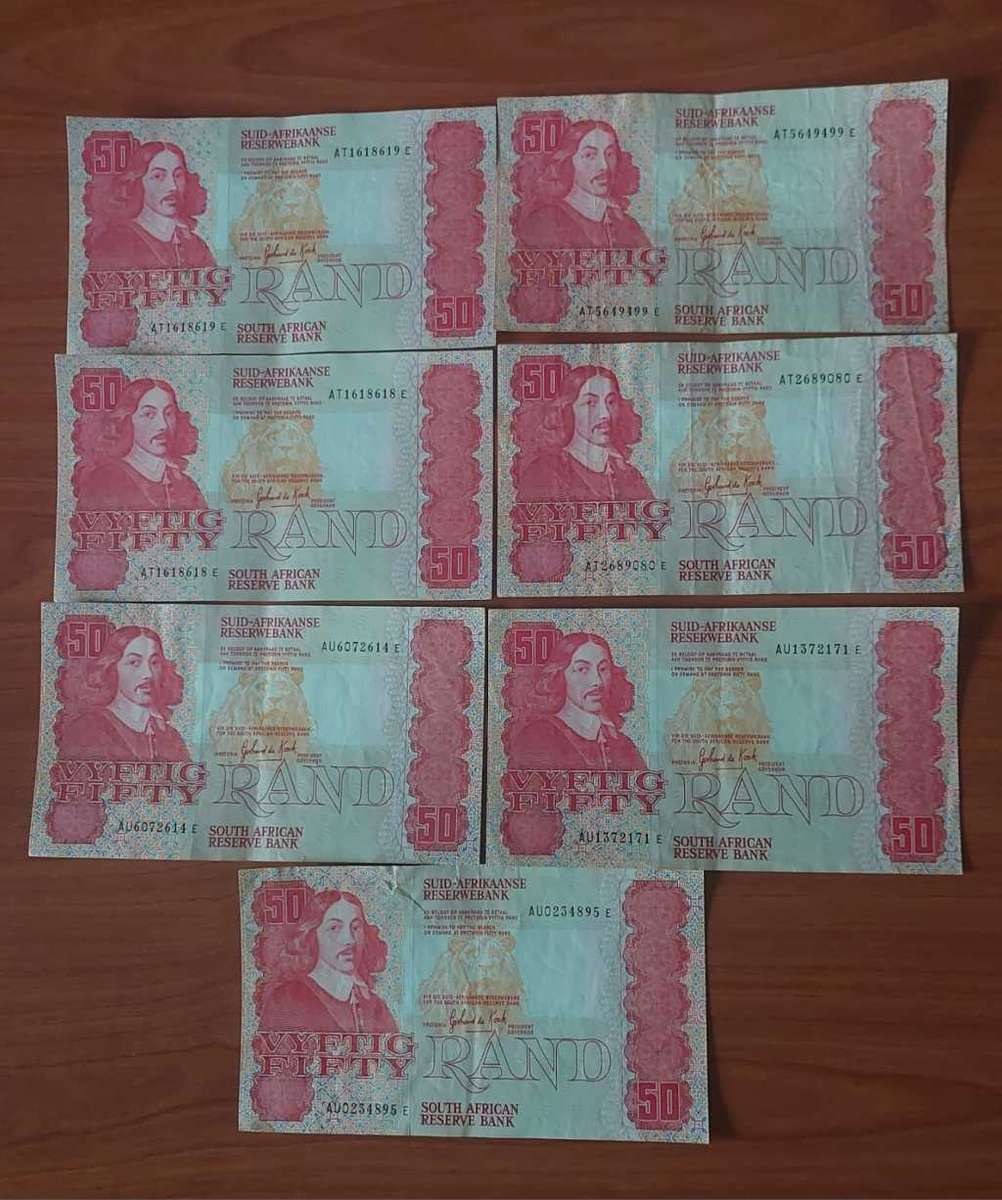7 x Gerhard de Kock R50 notes