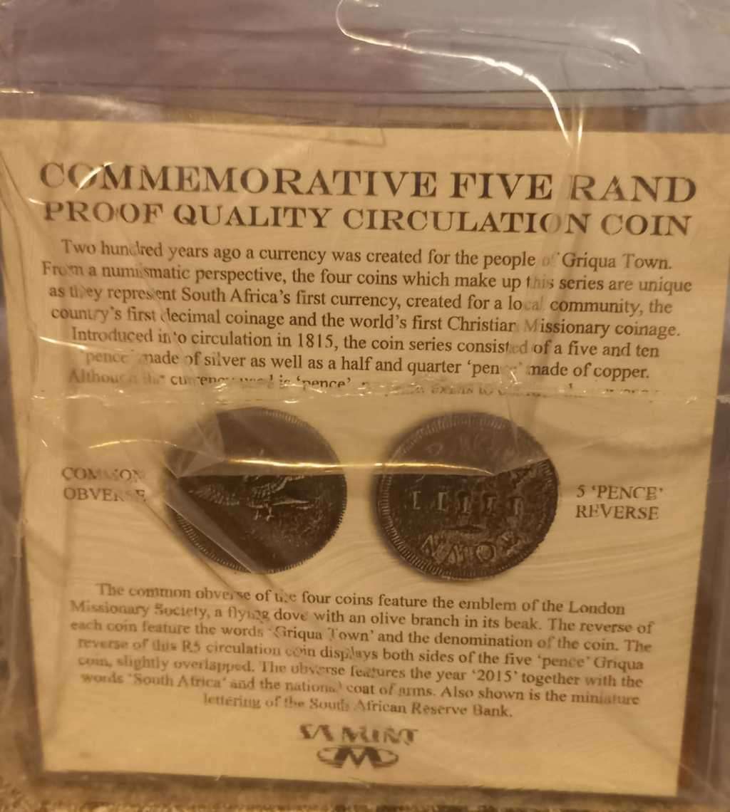 2015 proof Griqua Town R5 with magnifying glass