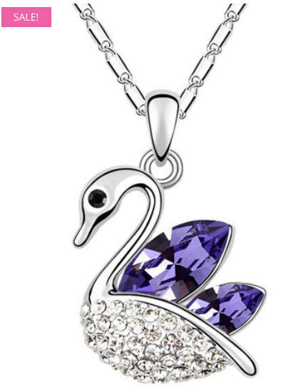 The Crystal Swan ¿ Purple Necklace