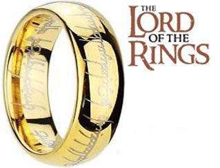 18K Gold Plated Titanium Lord Of The Rings Replica Ring - With High Quality Silver Plated Chain