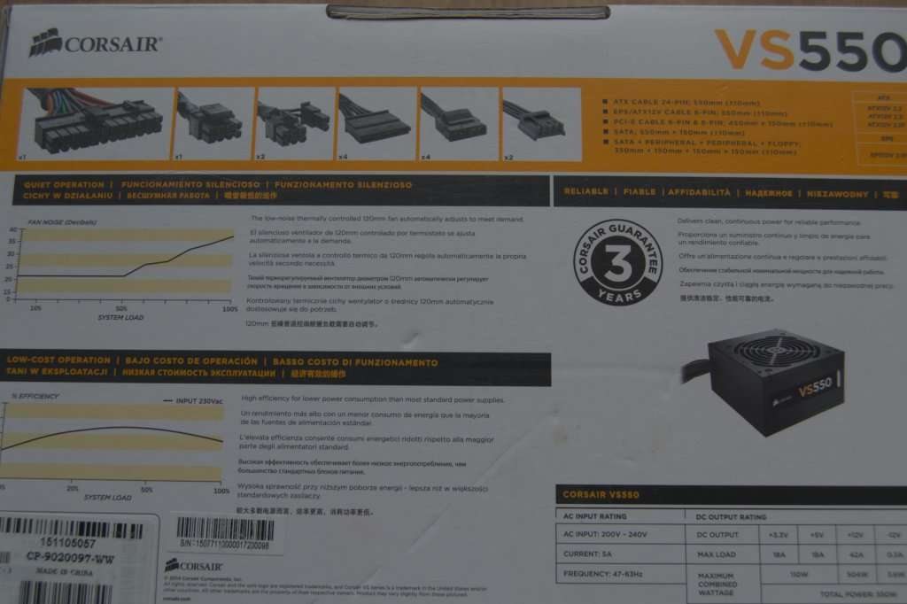 Corsair 550 Watt 80 PLUS® White Certified PSU