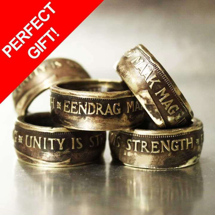 *** Coin Ring - Size K *** Eendrag Maak Mag / Unity Is Strength - 1960 to 1964 SA 1c or 1/2c Coin
