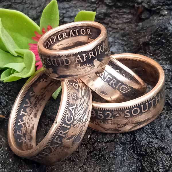 *** Coin Ring - Size K *** Suid-Afrika / South Africa - SA 1 Penny or 1/2 Penny Coin