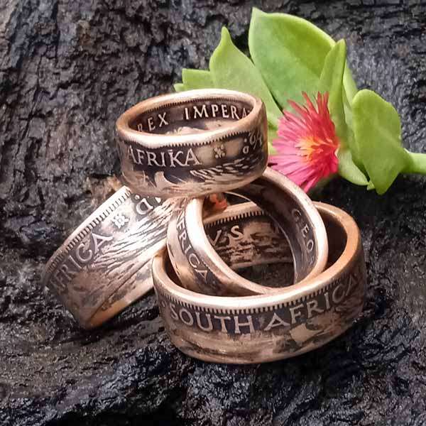 *** Coin Ring - Size K *** Suid-Afrika / South Africa - SA 1 Penny or 1/2 Penny Coin