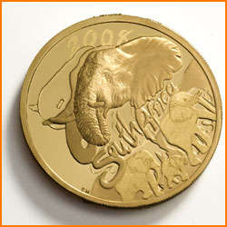 2008 Natura Elephant 1/10 oz Gold Coin