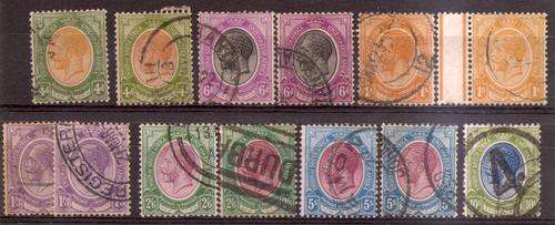 Union - 1913 - KGV High values with shades