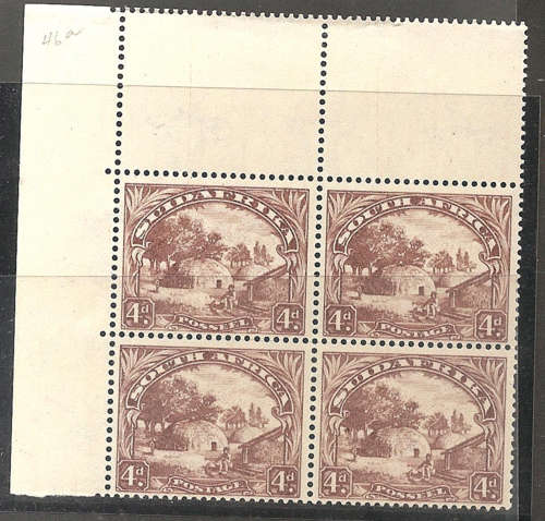 Union - 1936 Roto corner marginal block in UMM-condition with sought-after Monkey-in-tree variety