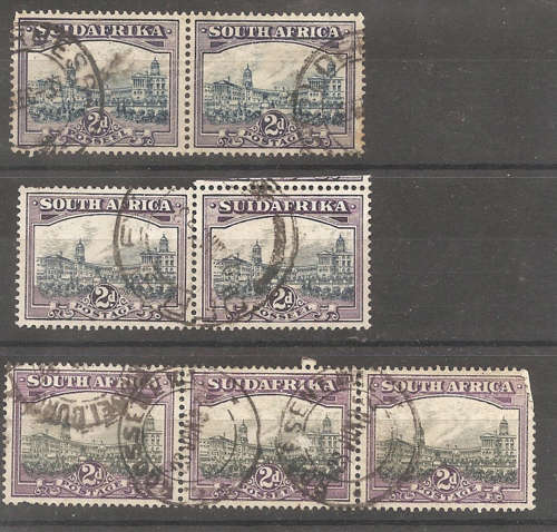 Union - 1930 Selection of 2d Roto pairs / strip in VFU-condition, all in different colours