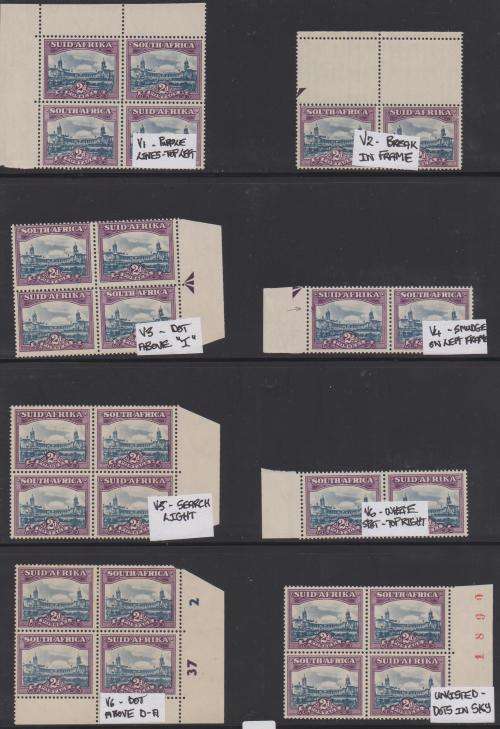 A full collection of all the listed varieties of the 1950 Issue 13 2d printing