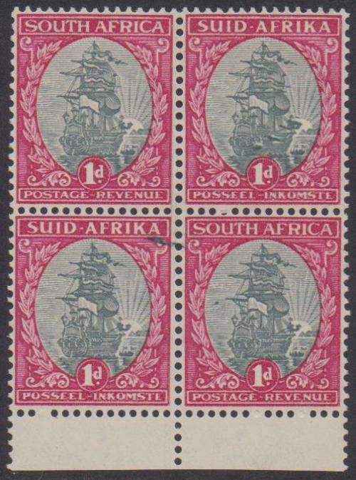 1948 Hyphenated 1d-issue block with three varieties