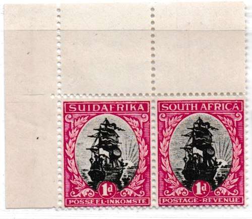 1930 - Roto Printing 1d corner pair with listed variety in MNH-condition