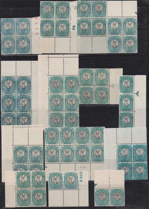 Selection of 14 marginal blocks of various ½d issues in MNH / LMM-condition