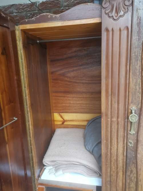 Beautifull vintage imbuia two door gents wardrobe