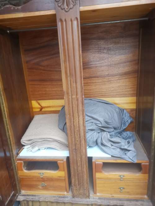 Beautifull vintage imbuia two door gents wardrobe