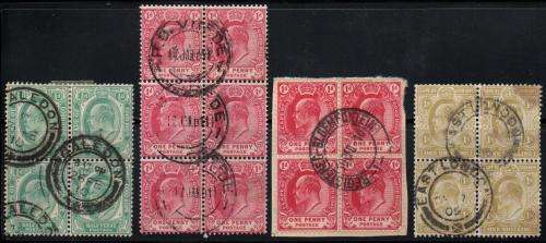 Selection of 1902 COGH KEVII definitive multiples with clear legible cancellations in VFU-condition