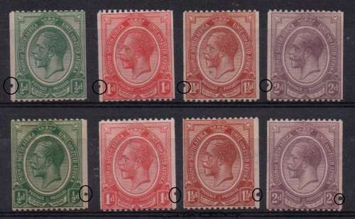 2 x Full set of 1913-26 KGV Coils with isolated perfs on left and right, in great mint condition