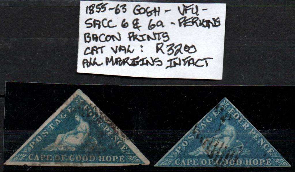 Scarce 1855 COGH triangles with all margins intact in VFU-condition