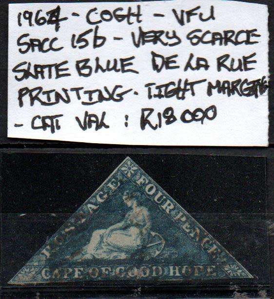Rare slate blue 1864 COGH triangle in VFU-condition