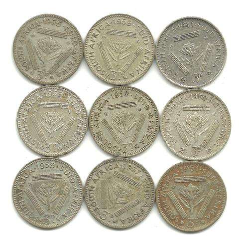 3 d THREE PENCE X 9