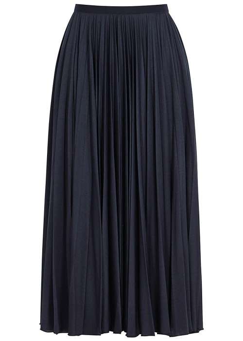 2 Piece Blouse and Navy Pleated Skirt