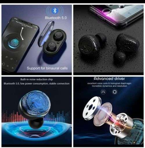 Wireless bluetooth earphones(black) noise cancelling