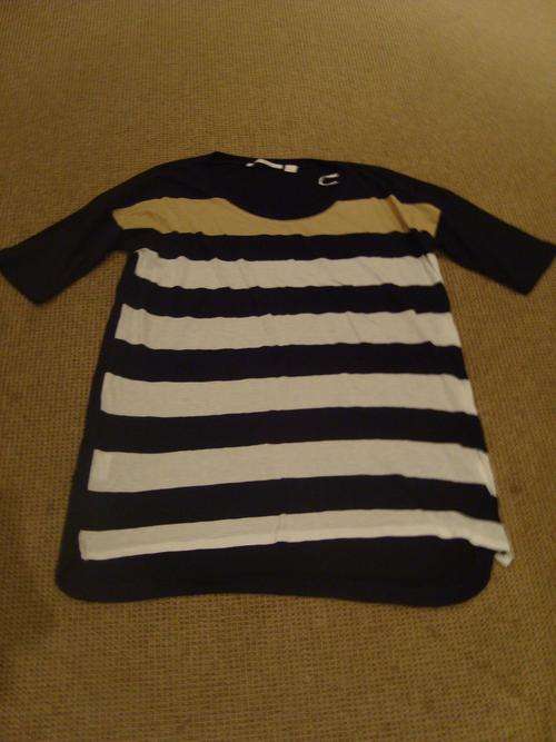 Woolworths Trennery Black, White and Cream Striped Shirt - Only Worn a once - Will fit size 34