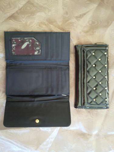 BRAND NEW Stunning Black Patent Studded Wallet / Purse from Edgars