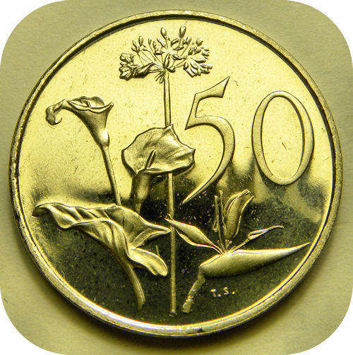 1985 UNCIRCULATED REPUBLIC OF SOUTH AFRICA 50 CENT COIN. PRISTINE!