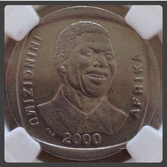 2000 Mandela Smiley R5 - AU58 - RARE IN THIS GRADE!